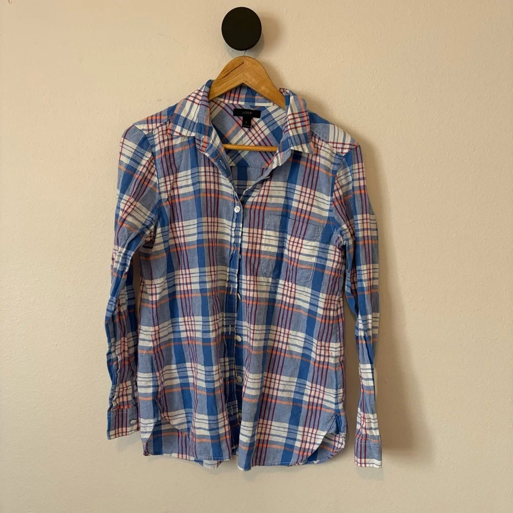 J. Crew Plaid Cotton Button Shirt Size 6